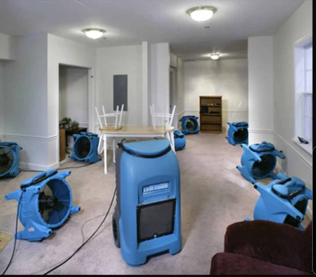 Air movers and dehumidifier setup for Water Damage Restoration in Canonsburg